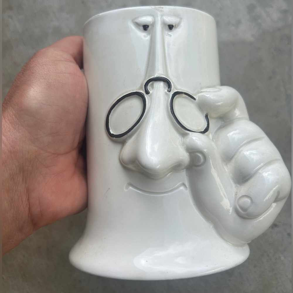 Fitz and Floyd Rare Vintage Porcelain Face Eye Glass Holder Cover Rare